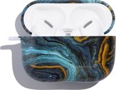 Mobigear Hoesje geschikt voor Apple AirPods Pro 1 Hardcase Hoesje | Mobigear Marble - Zwart / Blauw