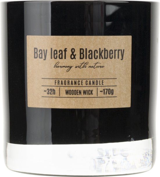 Cosy&Trendy - Geurkaars in Glas - Bay leaf & Blackberry - Houten Lont - Brandtijd: 32-uur - Ø8,1x(H)8,5cm