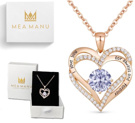 Mea Manu® “I love you for always and forever” Ketting - Cadeautje voor Vrouw – Valentijn - Statement ketting - Cadeautje voor haar - Liefdes Verrassing - Geschenkset - Rose Goud - Moederdag - Moederdag Cadeautje