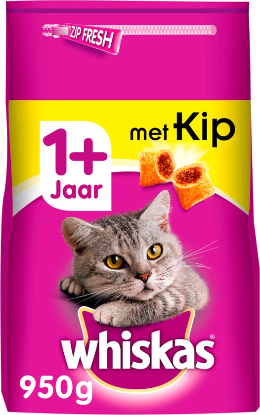 Whiskas Brokjes Adult - Katten droogvoer - Kip - 5 x 950 gr