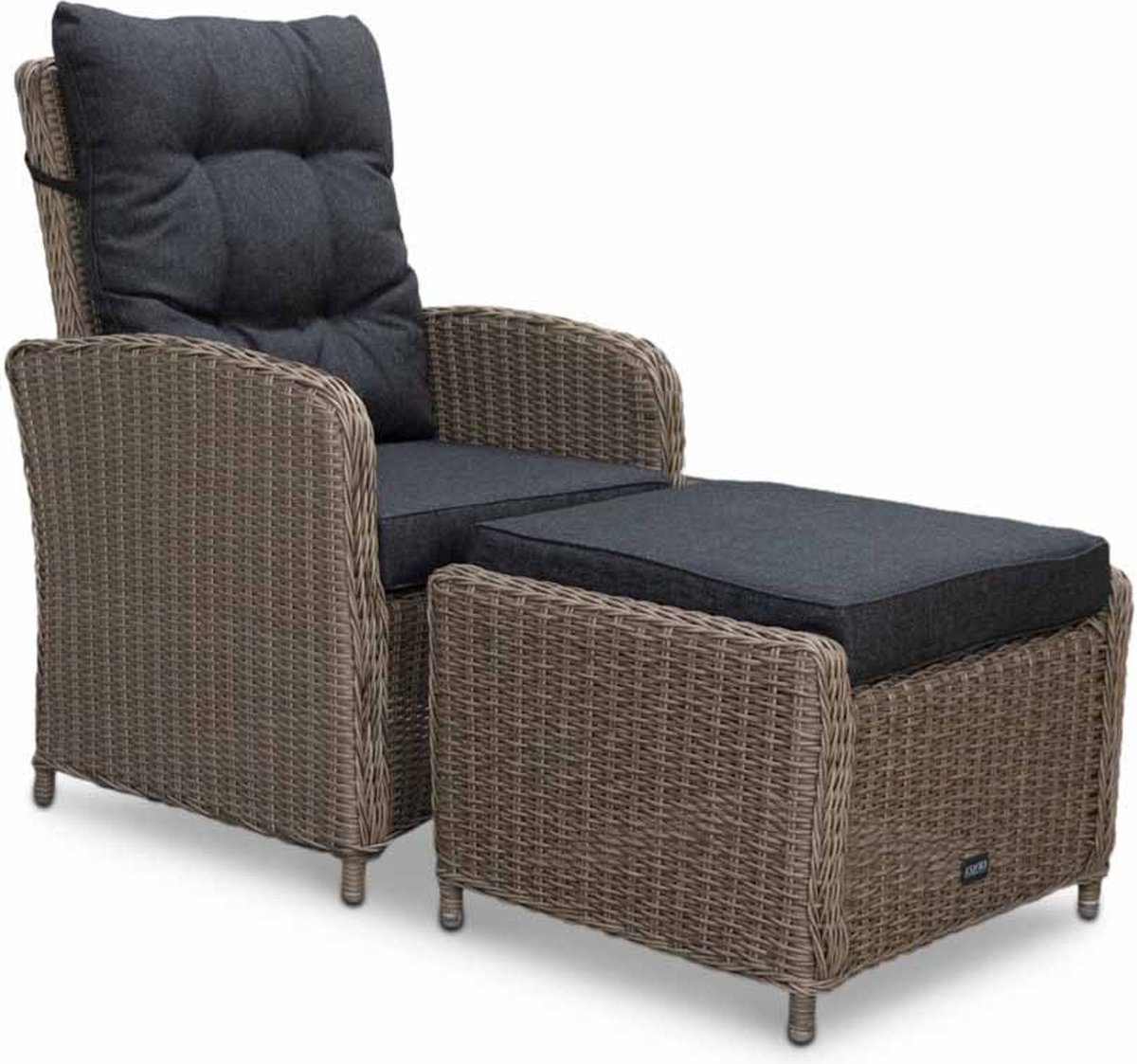 Denza Furniture Nola lounge/dining wicker tuinstoel incl. wicker voetenbank | wicker | verstelbaar | New Kobo