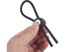 Banoch | Verstelbare Lasso Cockring | Zwart Siliconen | One Size | penisring