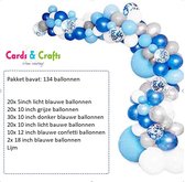 Cards & Crafts Ballonnenboog - 134 delige Ballonnen set - Blauw / Wit - Geboorte Jongen Babyshower