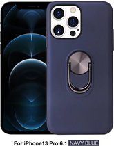 Hoesje geschikt voor Samsung Galaxy A72 - Backcover - Ringhouder - TPU - Donkerblauw