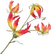 Silk-ka Kunstbloem-Zijden Bloem Gloriosa Tak Geel-Roze 86 cm