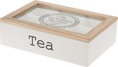 Boîte à thé en bois MDF et hêtre blanc 6 compartiments 24 x 16 x 7 cm - Boîtes à thé à thé / boîtes à thé