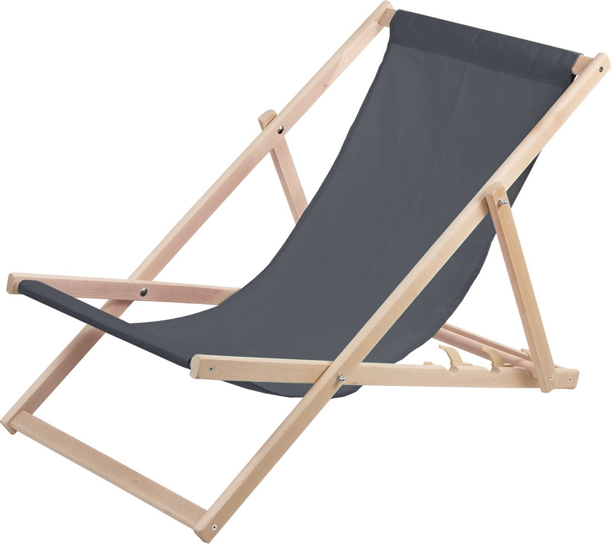 WOODOK - Ligstoel - Comfortabele houten ligstoel in grijs ideaal voor het strand, balkon, terras