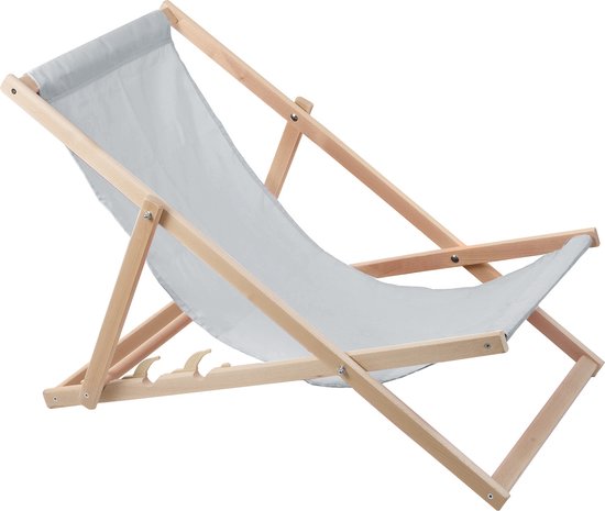 Ligstoel - strandstoel - Comfortabele houten ligstoel in wit ideaal voor het strand, balkon, terras — afbeelding 3