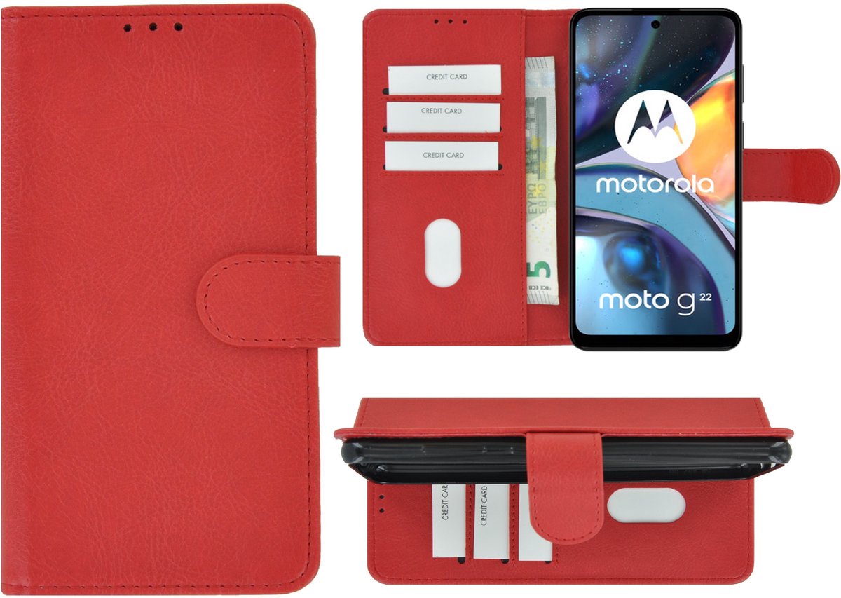 Pearlycase hoesje Geschikt voor Motorola Moto G22 - Kunstleer Book Case - Rood