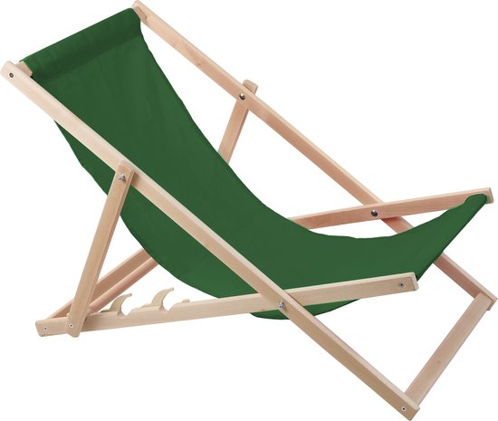 Beukenhouten ligstoel - strandstoel - ideaal voor strand, balkon, terras - Groen — afbeelding 3