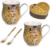 Queen Isabell - Koffiemok set met lepel voor twee personen |  Porselein The Kiss Klimt