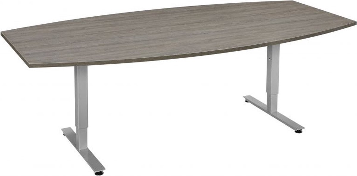 Offeco Bureau York Plus - Bureau - Bureautafel - Vergadertafel - Gaming bureau - Game bureau - Computertafel - Desk - Bureau Aluminium - Verstelbaar bureau - Gaming Desk - Bureau tafel - Bureau verstelbaar –  Bruin eiken -240x120cm