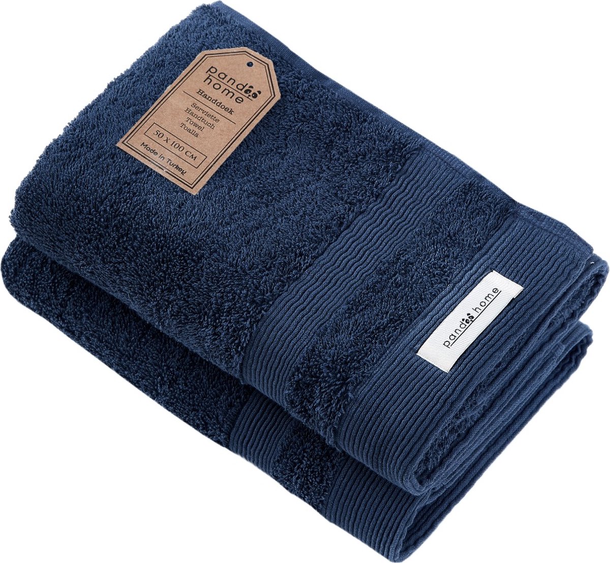 PandaHome - Handdoeken - 2 delig - 2 Handdoeken 50x100 cm - 100% Katoen - Navy - Sauna handdoek