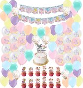 84-delige verjaardag set van Eenhoorn - Unicorn versiering - Eenhoorn versiering - Eenhoorn verjaardag - 50 stuks pastel ballonnen - Eenhoorn decoratie - Eenhoorn slinger - Eenhoorn feestje - Eenhoorn ballonnen