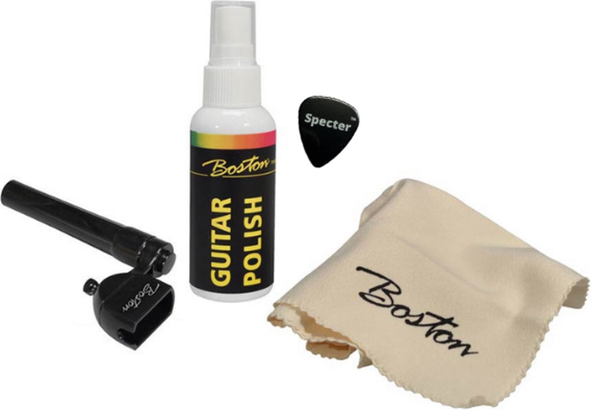 Boston gitaar onderhoudset met Specter Plectrum - Poetsdoek - Snarenwinder - Polish - Plectrum