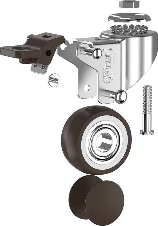 GBL Heavy Duty zwenkwielen met 2 remmen schroeven - 50 mm tot 200 kg - 4 stuks geen vloermarkeringen stille zwenkwielen voor meubels - rubberen trolleywielen - zilveren wielen