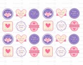Bedank stickers paarse hartjes - thank you stickers - handmade stickers - uitdeelstickers - felicitatie stickers - handmade with love 48 stuks