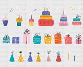 Schattige taartjes en cake stickers verjaardag - verjaardag kinderen stickers - felicitatie stickers - verjaardag stickers - 1 jaar stickers - 4 vellen