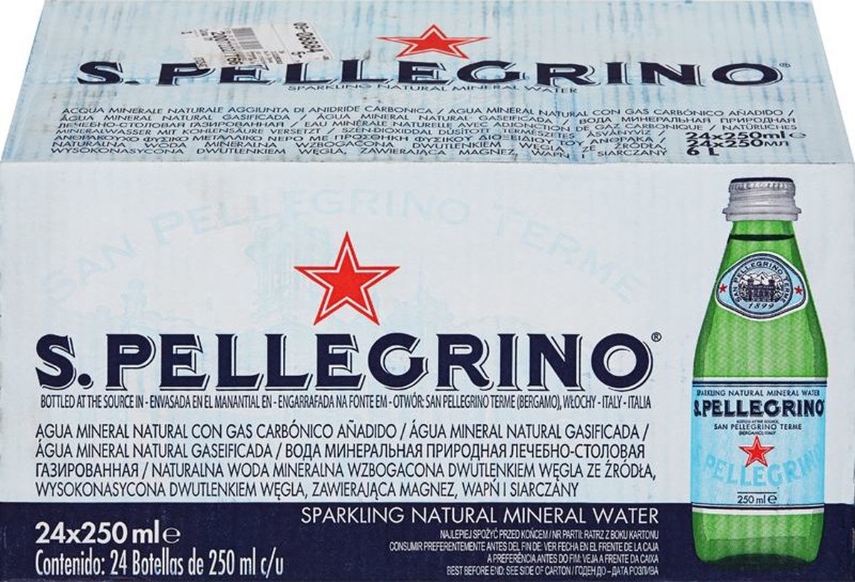 San Pellegrino - Mineraal Water - Koolzuurhoudend - Doos 250 ml x 24 Stuks