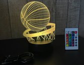 Klarigo®️ Nachtlamp – 3D LED Lamp Illusie – 16 Kleuren – Basketbal Bureaulamp - NBA Basketbal – Sfeerlamp – Nachtlampje Kinderen – Creative lamp - Afstandsbediening