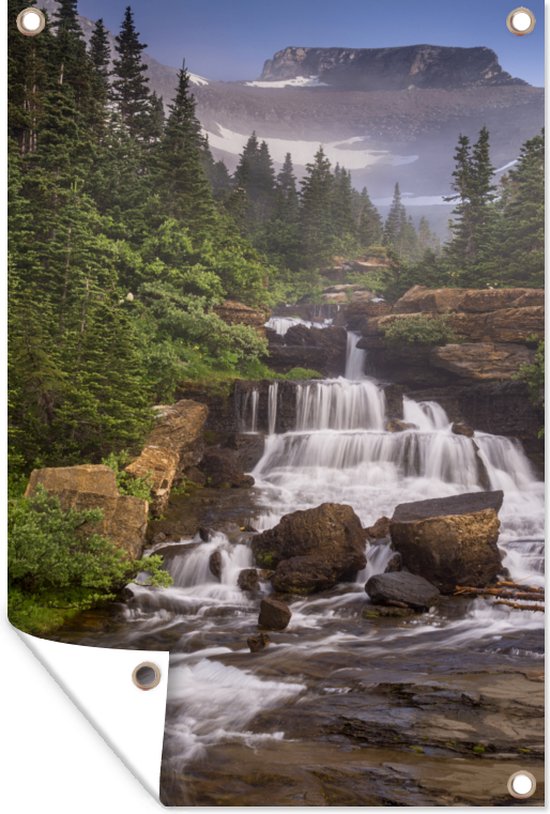 Muurdecoratie Lunch Creek watervallen Amerika - 120x180 cm - Tuinposter - Tuindoek - Buitenposter