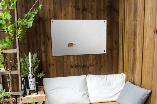 Affiche de jardin Souris devant un fond blanc toile en vrac 90x60 cm - Toile de jardin / Toile d'extérieur / Peintures d'extérieur (décoration de jardin)