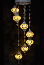 Hanglamp multicolour geel wit glas mozaïek Oosterse lamp kroonluchter Crèmewit 7 bollen
