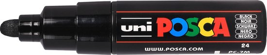 Posca Marker – Universele Stift – Paintmarker – #24 – Zwart – PC-7M – lijndikte 4,5-5,5mm – 1 stuk