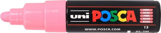 Krijtstift – Chalkmarker – Universele Marker – Uni Posca Marker – roze – PC-7M – 4,5mm – 5,5mm – Medium Punt – 1 stuk