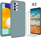 Hoesje Geschikt Voor Samsung Galaxy A53 hoesje silicone soft cover Mint Groen - Hoesje Geschikt Voor Samsung Galaxy A53 5G Silicone colour hoesje - Galaxy A53 case Liquid Nano Silicone cover - A53 Screenprotector 2 pack