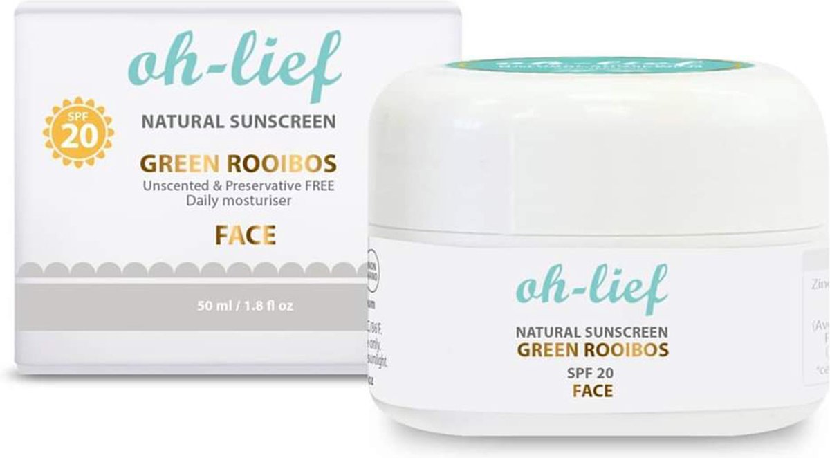 Goedkoopste Oh-lief Natuurlijke Zonnebrandcrème voor het gezicht SPF 20 - 50ml