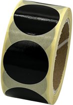 Zwarte Sluitsticker - 250 Stuks - rond 25mm - hoogglans - metallic - sluitzegel - sluitetiket - chique inpakken - cadeau - gift - trouwkaart - geboortekaart - kerst