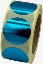 Blauwe Sluitsticker - 250 Stuks - rond 25mm - hoogglans - metallic - sluitzegel - sluitetiket - chique inpakken - cadeau - gift - trouwkaart - geboortekaart - kerst