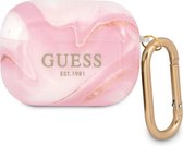 Guess TPU Shiny Marble Case voor Apple Airpods Pro 1 (1e generatie) - Roze