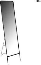 H&L passpiegel - zwart - metaal - spiegel met standaard - 38 x 150 cm