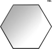 H&L spiegel - hexagon - zwart - 73 x 63 cm - muurdecoratie - slaapkamer - woonkamer - hal