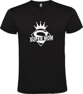 Zwart T shirt met print van "Super Mom " print Wit size XS