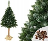 Sapin de Noël artificiel - 180 cm - sur tronc - avec neige et paillettes