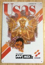 Retro Metalen Wandbord Poster MSX USAS - Konami mancave gameroom decoratie