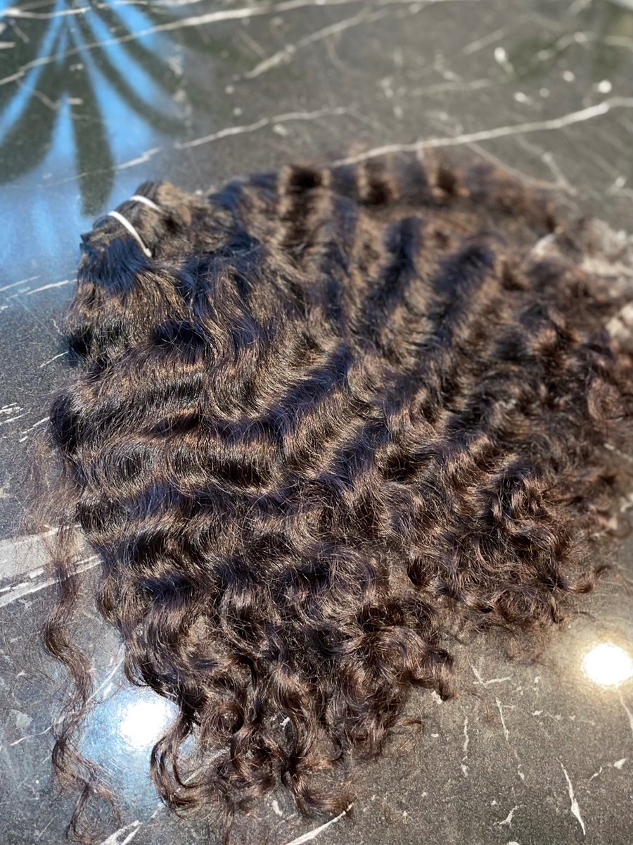 Raw Indian curly hair 14 inch / 35 cm natural brown