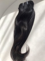 Extensions de tissage de hair crus indiens droites 18 pouces / 45 cm brun noir