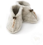 Alwero babyslof Emo | Lichtgrijs | 100% wol | Maat 6-12 maanden | Wollen baby sloffen