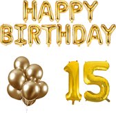 15 jaar Verjaardag Versiering Ballon Pakket Goud