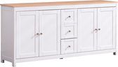 Merax Kast - Dressoir met Lades - TV Meubel met Deuren - Opbergkast met Houten Blad - Wit