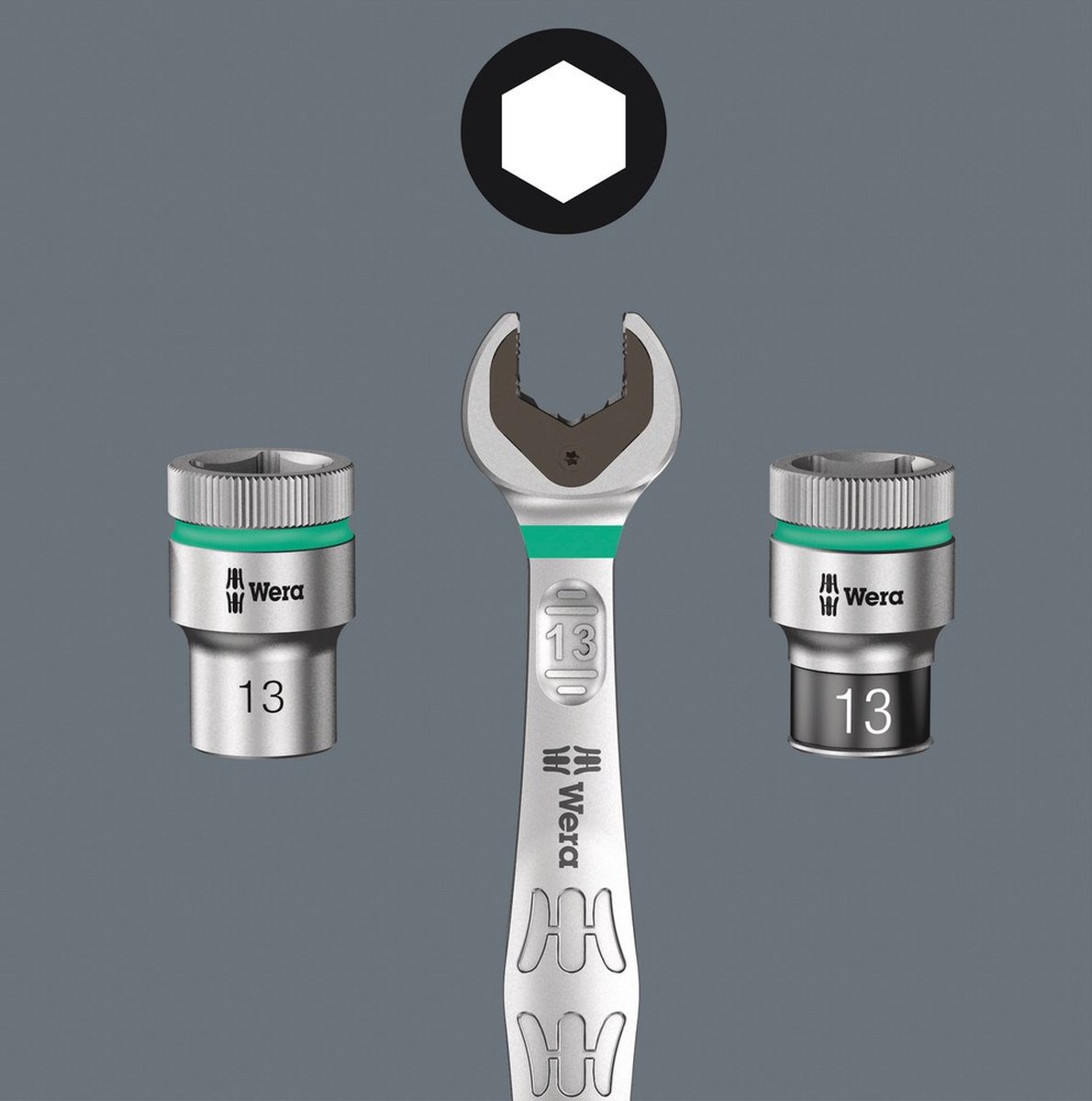 WERA Zyklop Metal-ratelset 8100 SB 12 HF Switch, 13-delig 3/8-aa