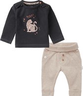 Noppies - Kledingset - 2delig - broek sand bruin met shirt antraciet  - Maat 74