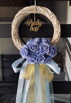 SAM Luxe Geboorte Krans - Voordeur Krans - Baby Krans - Geboorte Versiering Jongen -  Deur Krans -  Deur Decoratie - Cadeau voor Geboorte - Baby Boy- Babyshower - Kraamcadeau