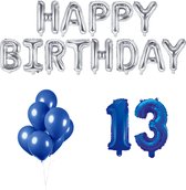 13 jaar Verjaardag Versiering Ballon Pakket Blauw & Zilver
