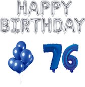 76 jaar Verjaardag Versiering Ballon Pakket Blauw & Zilver