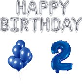 2 jaar Verjaardag Versiering Ballon Pakket Blauw & Zilver